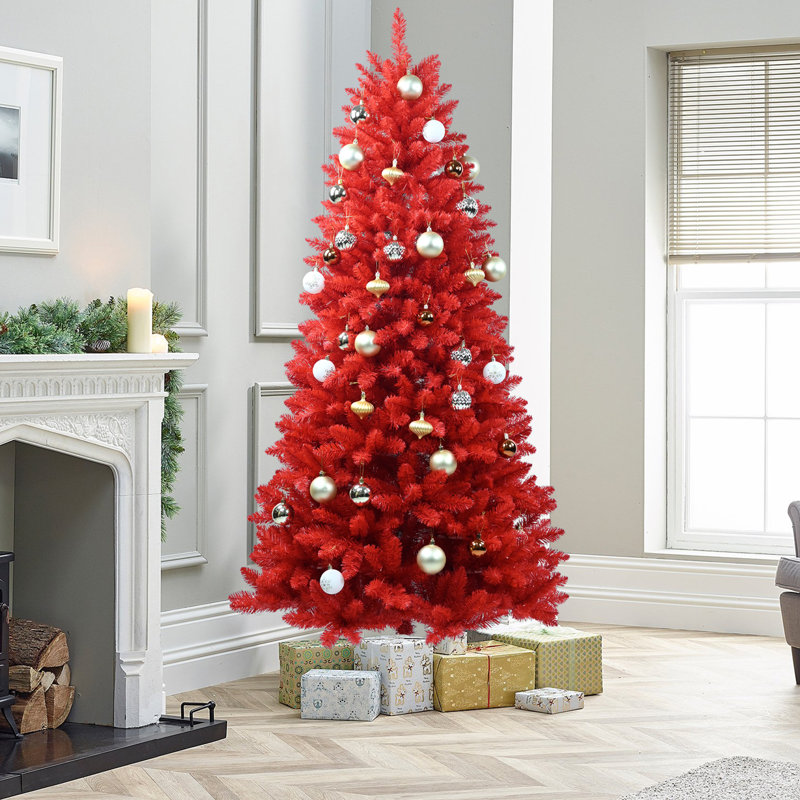 Charlton Home® Artificial Red Christmas Tree | Wayfair